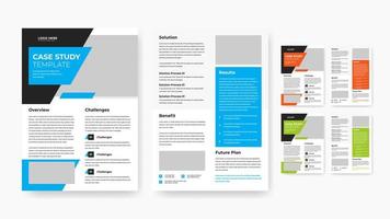 Professional business double side case study template design vector