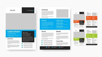 Professional business double side case study template design vector