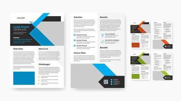 Professional business double side case study template design vector