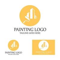 Abstract vector painting brush and colorful paint splash icon, emblem, logo design with color alternative and greyscale version. Editable EPS format design element, arts and crafts concept.