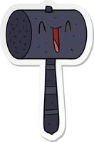 sticker of a cartoon hammer vector