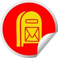 circular peeling sticker cartoon mail box vector