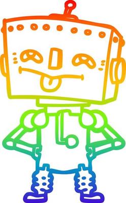 rainbow gradient line drawing cartoon robot