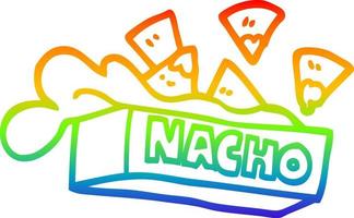 rainbow gradient line drawing cartoon nacho box vector