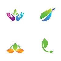 Green leaf logo. Vector design of gardens, plants and nature.