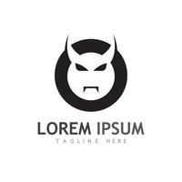 Devil logo with wings and horns using vector design concept.