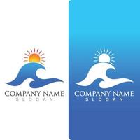 Wave beach logo ocean vector template