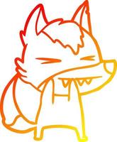 warm gradient line drawing angry wolf cartoon vector