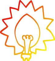 warm gradient line drawing cartoon light bulb vector