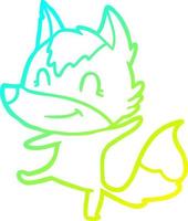 cold gradient line drawing friendly cartoon wolf vector