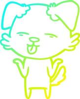 cold gradient line drawing cartoon dog sticking out tongue vector