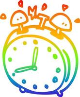 rainbow gradient line drawing cartoon alarm clock vector