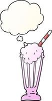 cartoon milkshake and thought bubble in smooth gradient style vector