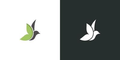 vector de logotipo de pájaro de hoja, logotipo de pájaro animal, vector de logotipo de paloma