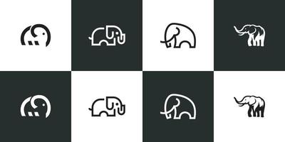 Elephant Logo set Vector Symbol silhouette