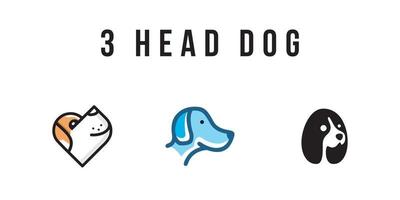 conjunto o estilo de línea de vector de logotipo de cabeza de perro