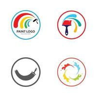 Abstract vector painting brush and colorful paint splash icon, emblem, logo design with color alternative and greyscale version. Editable EPS format design element, arts and crafts concept.