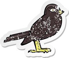 retro distressed sticker of a cartoon garden bird vector