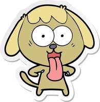 sticker of a cute cartoon dog vector