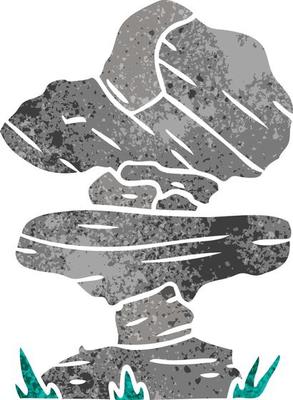 retro cartoon doodle of grey stone boulders