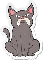 sticker of a cartoon grumpy little dog vector