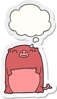cartoon creature and thought bubble as a printed sticker vector