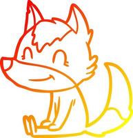 warm gradient line drawing friendly cartoon wolf vector