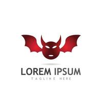 Devil logo with wings and horns using vector design concept.