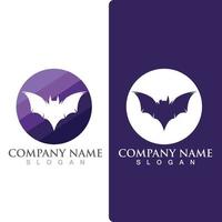 Silhouette bat animal logo, flying mammal animal. vector