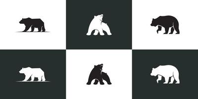 conjunto de animales vectoriales con el logotipo de la silueta del oso, silueta de un oso polar vector