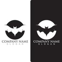 Silhouette bat animal logo, flying mammal animal. vector