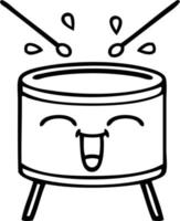 line drawing cartoon drum vector