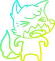 cold gradient line drawing angry cartoon fox vector