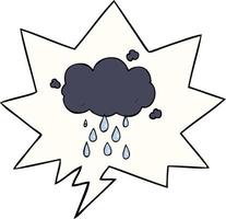 caricatura, nube, lloviendo, y, burbuja del discurso vector