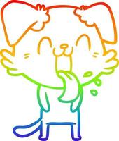 rainbow gradient line drawing cartoon panting dog vector