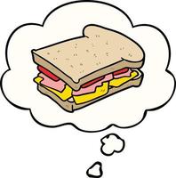 cartoon ham sandwich and thought bubble vector