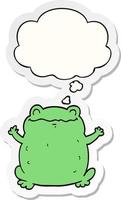 cartoon toad and thought bubble as a printed sticker vector