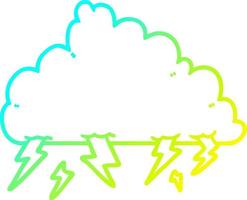 cold gradient line drawing cartoon thundercloud vector