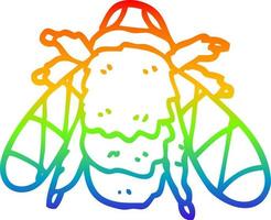 rainbow gradient line drawing cartoon doodled bee vector