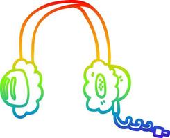 auriculares de música de dibujos animados de dibujo de línea de gradiente de arco iris vector