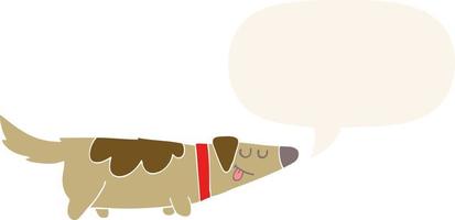 perro de dibujos animados y bocadillo de diálogo en estilo retro vector