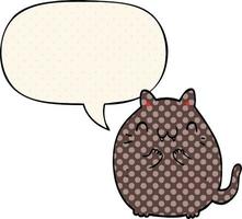 happy cartoon cat and speech bubble in comic book style vector