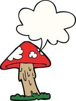cartoon mushroom and speech bubble vector