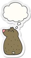 cute cartoon bear and thought bubble as a printed sticker vector