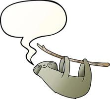 cartoon sloth and speech bubble in smooth gradient style vector