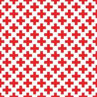 Abstract seamless pattern with red crosses on white background. Modern Swiss design in bauhaus style vector