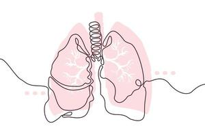 pulmones icono dibujado a mano dibujo de línea continua. órganos humanos fondo de arte abstracto creativo concepto de moda diseño de una sola línea. contorno imagen simple vector de color blanco y negro