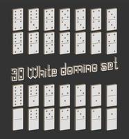 Realistic Dominoes full set 28 3D flat pieces for game . White collection. Abstract concept graphic element, domino effect gaming icons set. vector