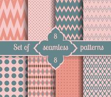 Set rose quartz and serenity geometric Patterns. 2016 colors of the year vector