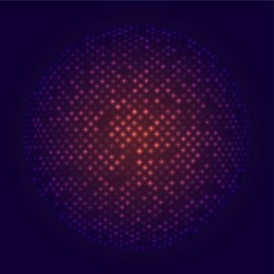 Disco party abstract sphere ball on seamless background Trendy style Transparent glow neon light effect Vector illustration